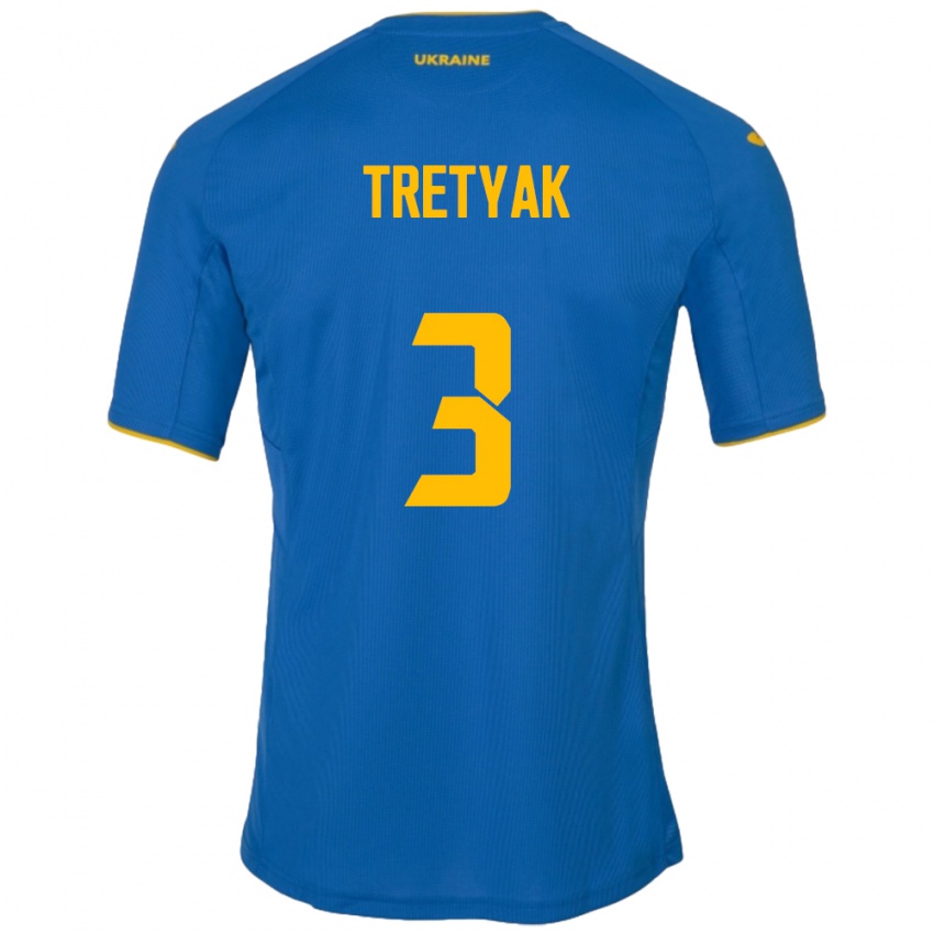 Niño Camiseta Ucrania Demyan Tretyak #3 Azul 2ª Equipación 24-26 La Camisa México