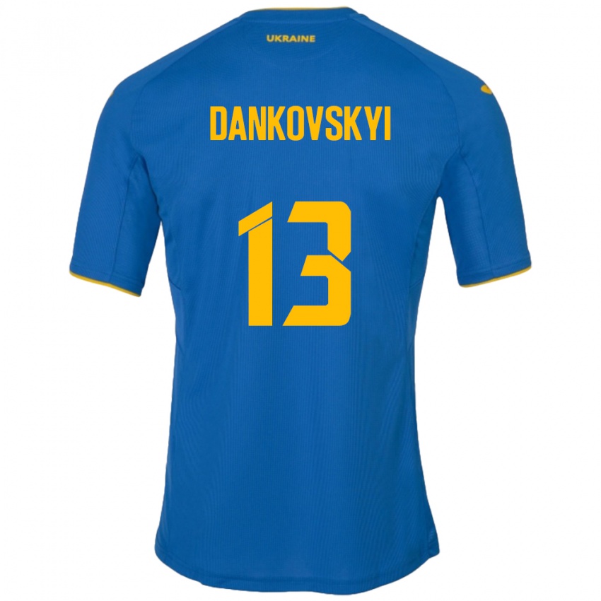 Niño Camiseta Ucrania Yegor Dankovskyi #13 Azul 2ª Equipación 24-26 La Camisa México