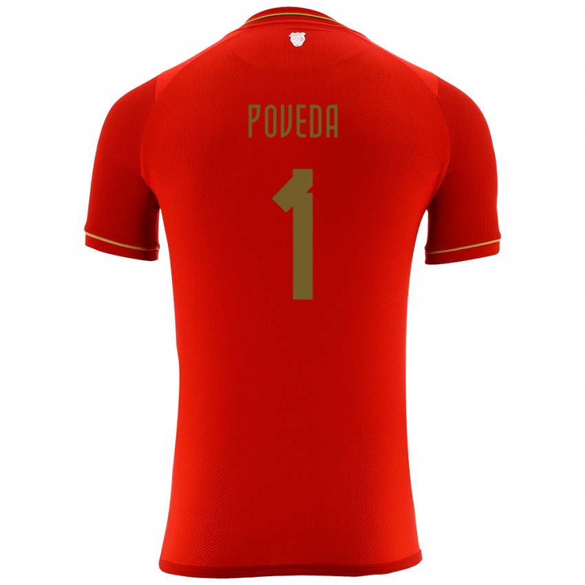 Niño Camiseta Bolivia Bruno Poveda #1 Rojo 2ª Equipación 24-26 La Camisa México