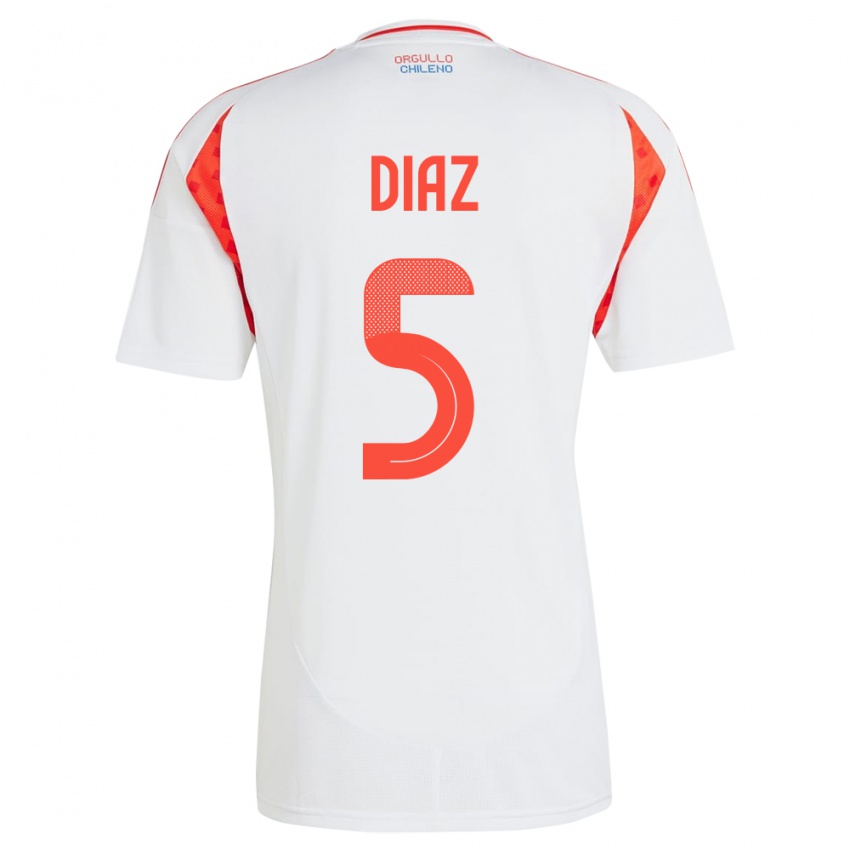 Niño Camiseta Chile Paulo Díaz #5 Blanco 2ª Equipación 24-26 La Camisa México