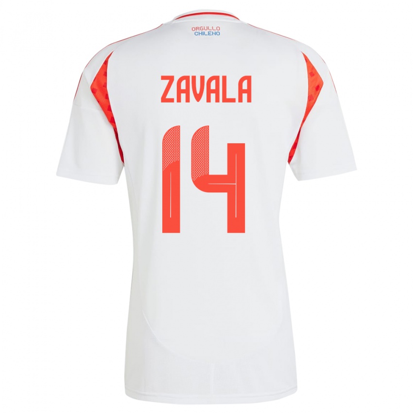 Niño Camiseta Chile Cristián Zavala #14 Blanco 2ª Equipación 24-26 La Camisa México