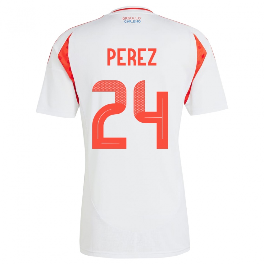 Niño Camiseta Chile César Pérez #24 Blanco 2ª Equipación 24-26 La Camisa México