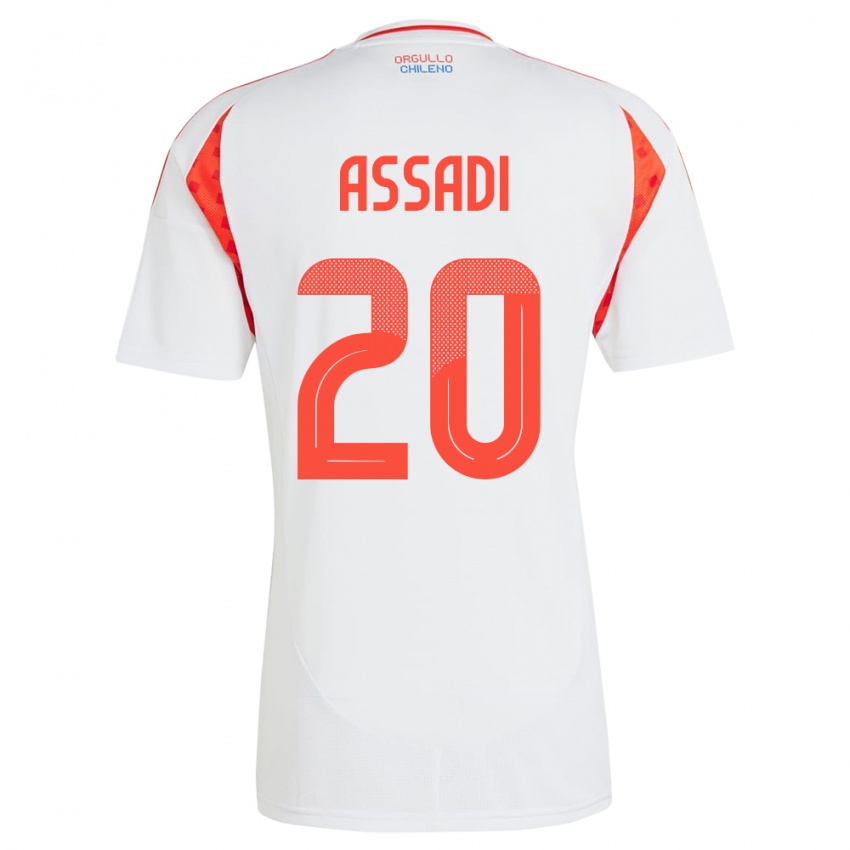 Niño Camiseta Chile Lucas Assadi #20 Blanco 2ª Equipación 24-26 La Camisa México