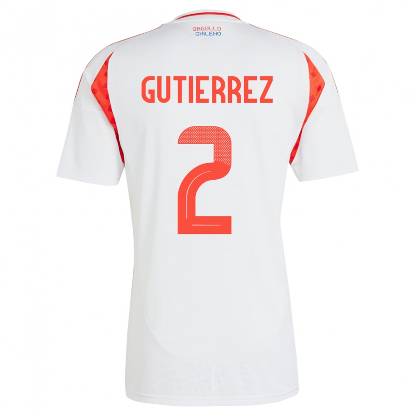 Niño Camiseta Chile Joaquín Gutiérrez #2 Blanco 2ª Equipación 24-26 La Camisa México