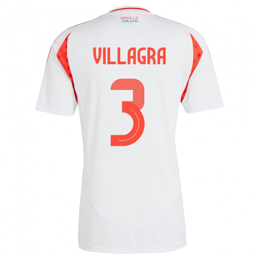 Niño Camiseta Chile Jonathan Villagra #3 Blanco 2ª Equipación 24-26 La Camisa México