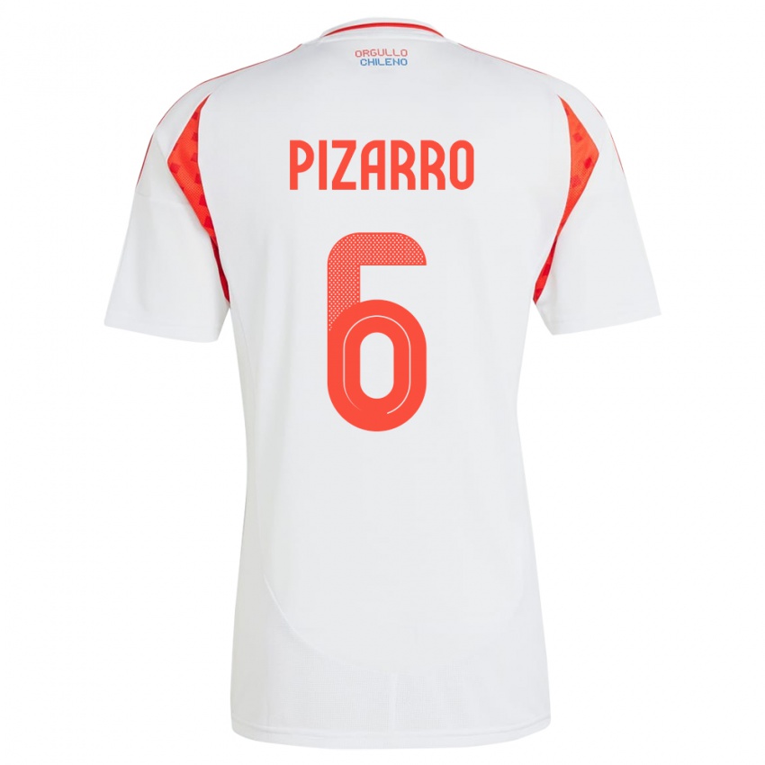 Niño Camiseta Chile Vicente Pizarro #6 Blanco 2ª Equipación 24-26 La Camisa México