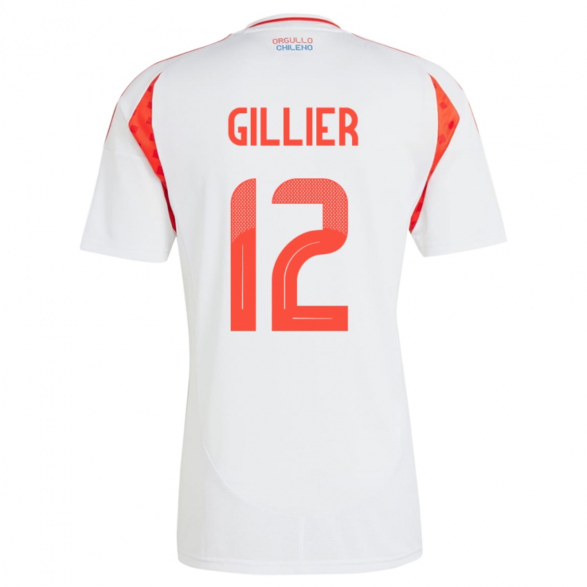 Niño Camiseta Chile Thomas Gillier #12 Blanco 2ª Equipación 24-26 La Camisa México