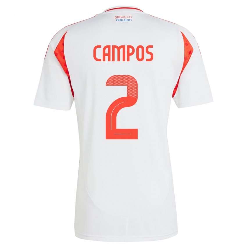 Niño Camiseta Chile Víctor Campos #2 Blanco 2ª Equipación 24-26 La Camisa México