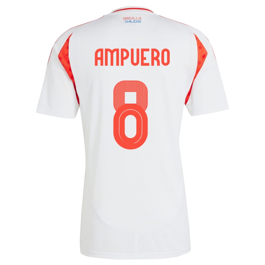 Niño Camiseta Chile Benjamín Ampuero #8 Blanco 2ª Equipación 24-26 La Camisa México