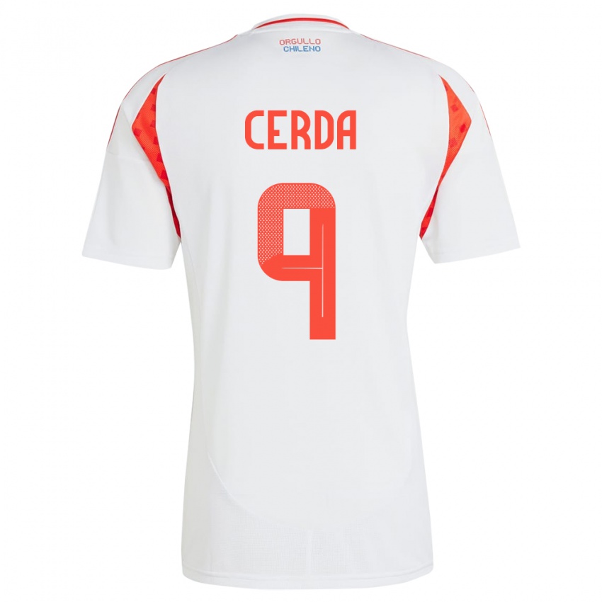 Niño Camiseta Chile Axel Cerda #9 Blanco 2ª Equipación 24-26 La Camisa México