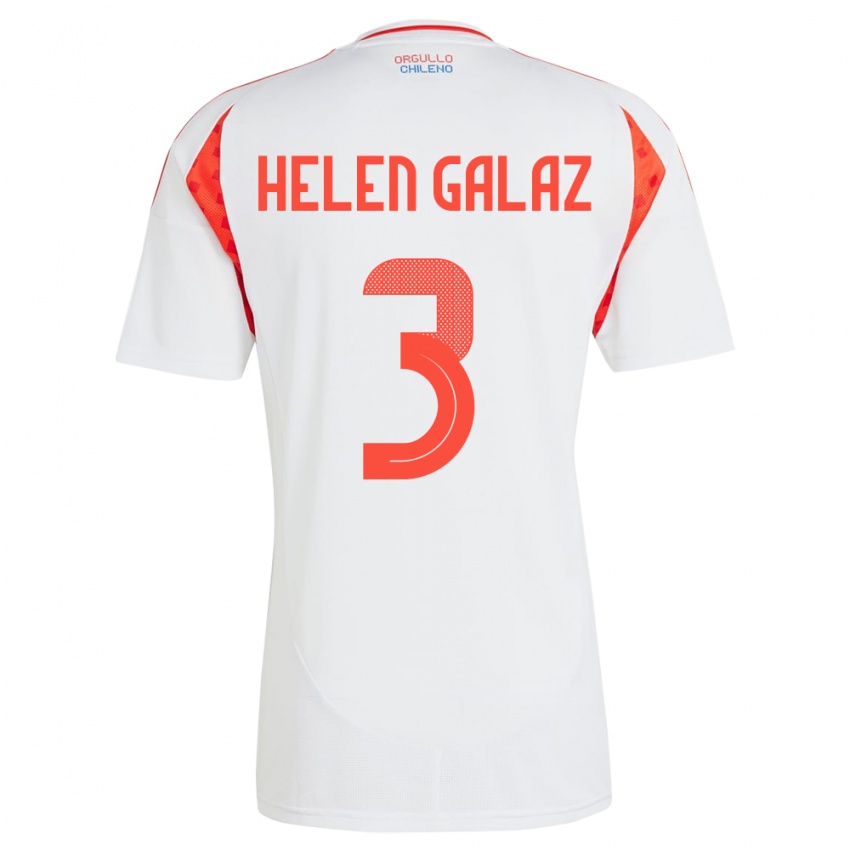 Niño Camiseta Chile Su Helen Galaz #3 Blanco 2ª Equipación 24-26 La Camisa México