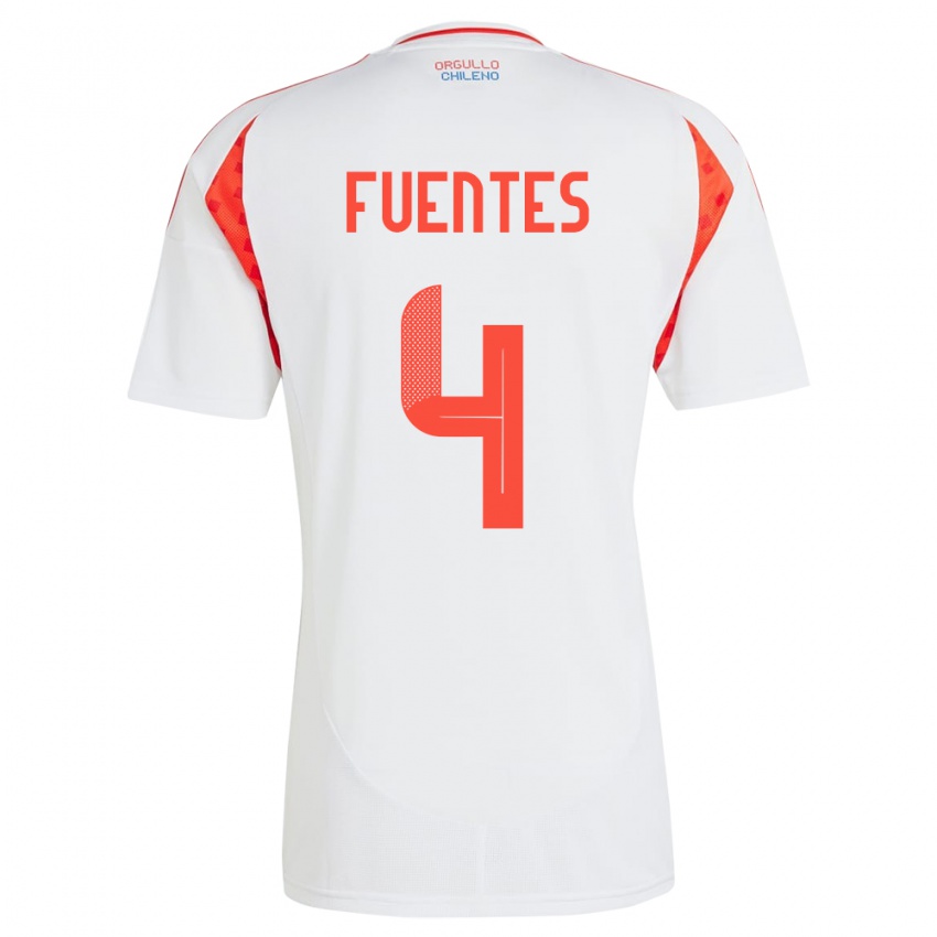 Niño Camiseta Chile Karen Fuentes #4 Blanco 2ª Equipación 24-26 La Camisa México