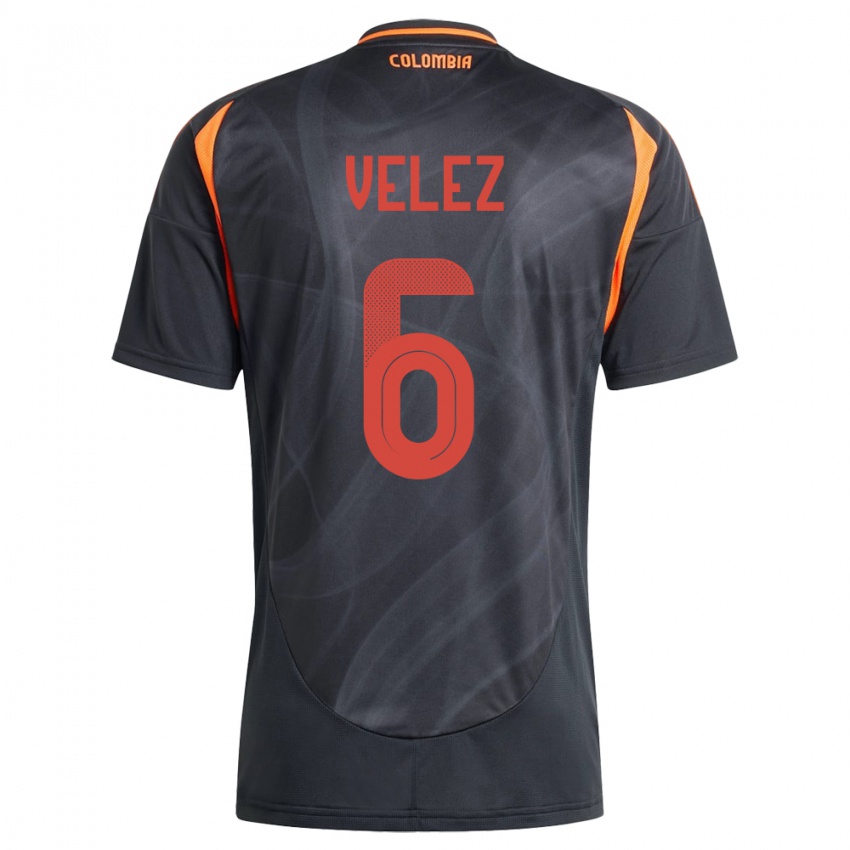 Niño Camiseta Colombia Jhon Vélez #6 Negro 2ª Equipación 24-26 La Camisa México