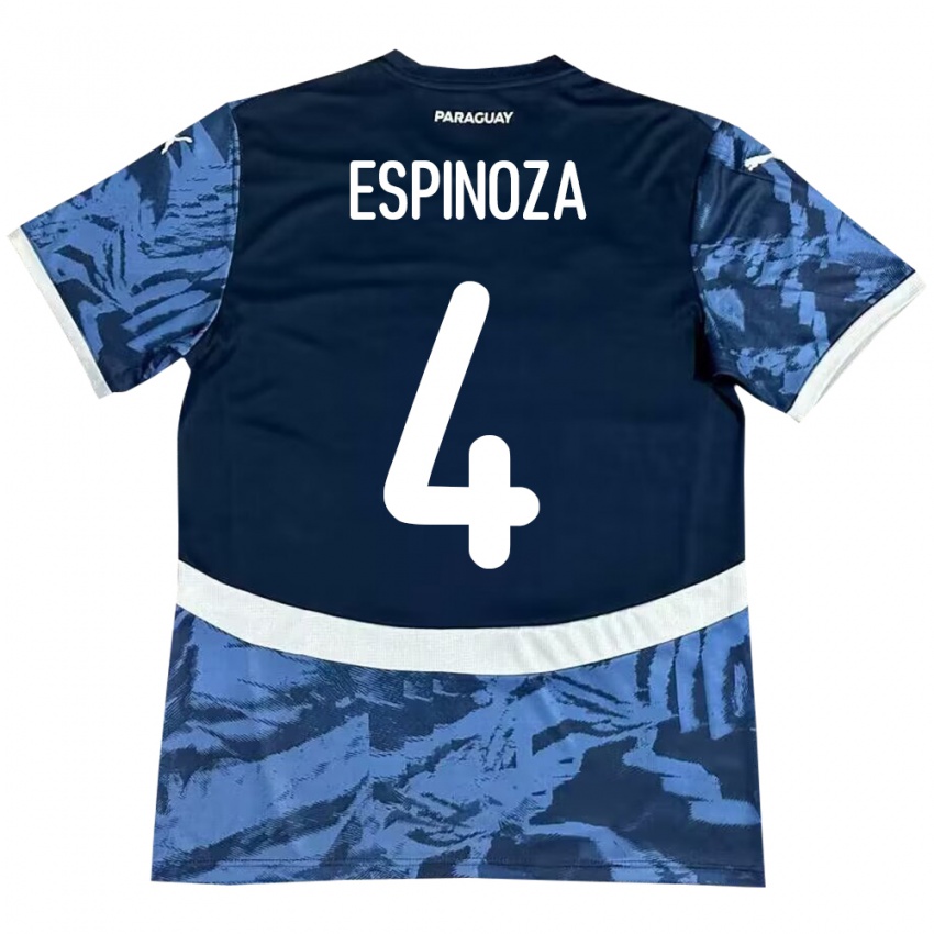 Niño Camiseta Paraguay Matías Espinoza #4 Azul 2ª Equipación 24-26 La Camisa México