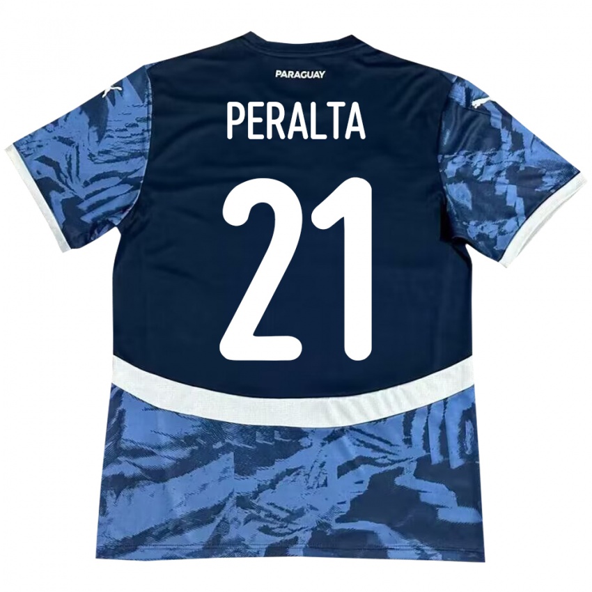 Niño Camiseta Paraguay Fabrizio Peralta #21 Azul 2ª Equipación 24-26 La Camisa México