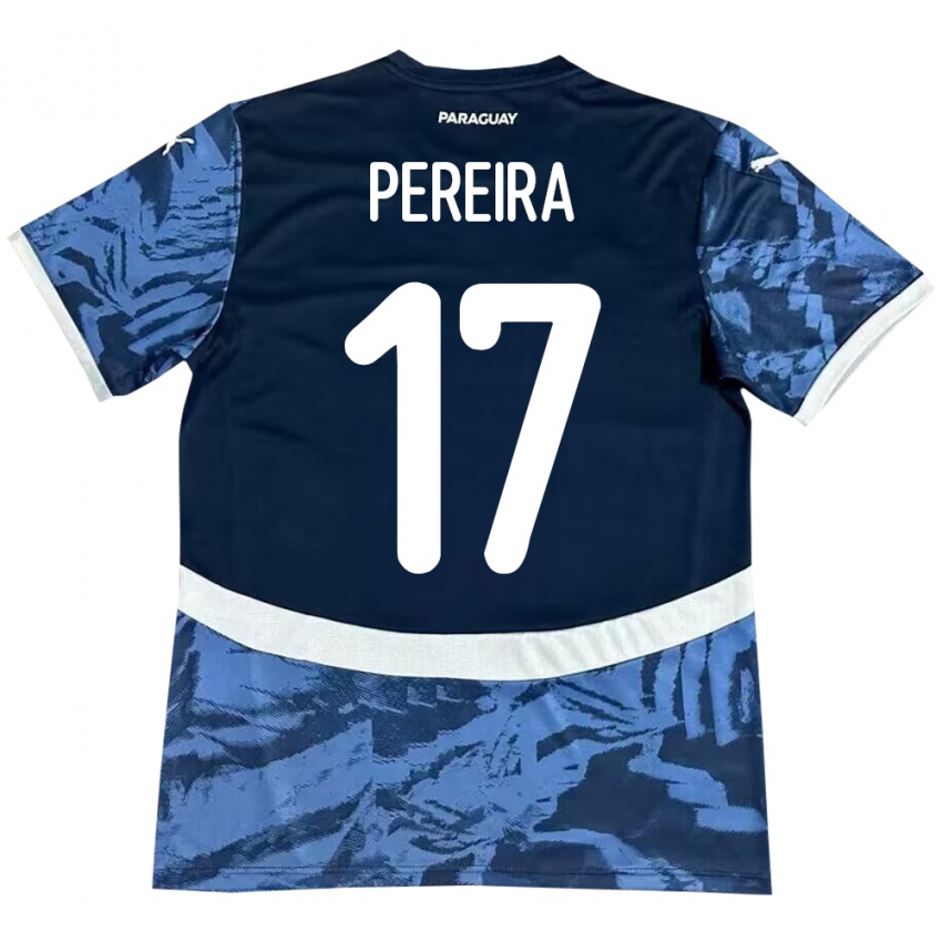 Niño Camiseta Paraguay Kevin Pereira #17 Azul 2ª Equipación 24-26 La Camisa México