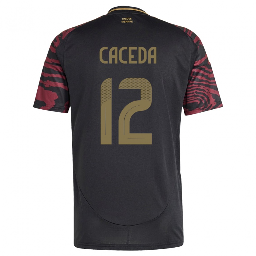 Niño Camiseta Perú Carlos Cáceda #12 Negro 2ª Equipación 24-26 La Camisa México