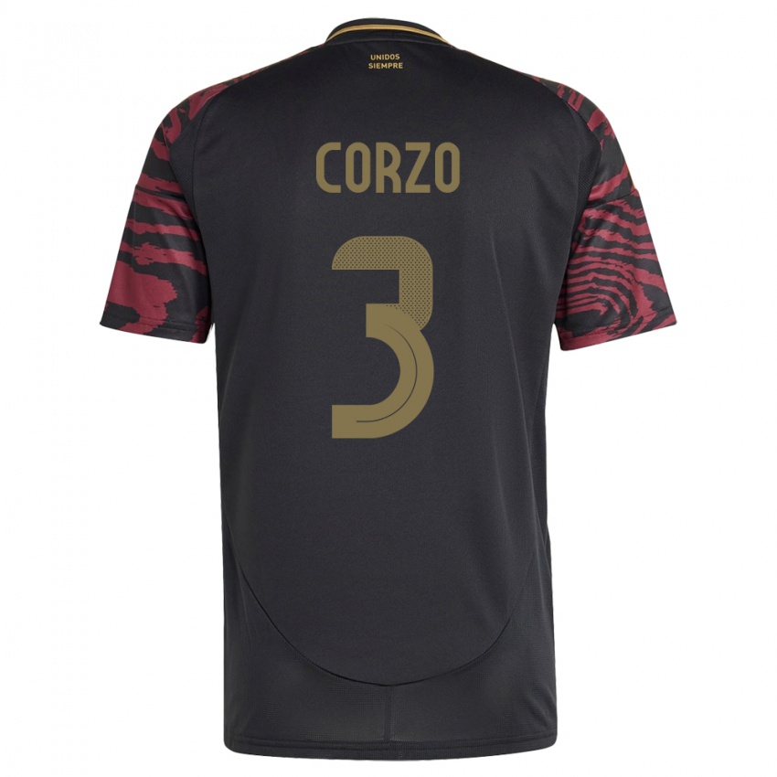 Niño Camiseta Perú Aldo Corzo #3 Negro 2ª Equipación 24-26 La Camisa México