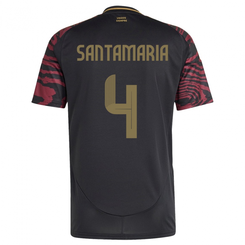 Niño Camiseta Perú Anderson Santamaría #4 Negro 2ª Equipación 24-26 La Camisa México