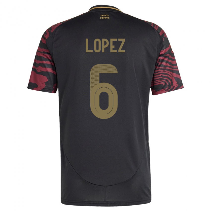 Niño Camiseta Perú Marcos López #6 Negro 2ª Equipación 24-26 La Camisa México