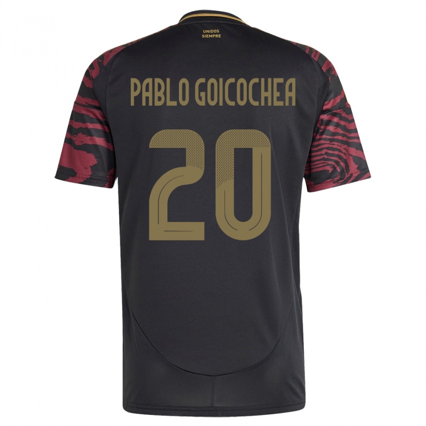 Niño Camiseta Perú Juan Pablo Goicochea #20 Negro 2ª Equipación 24-26 La Camisa México