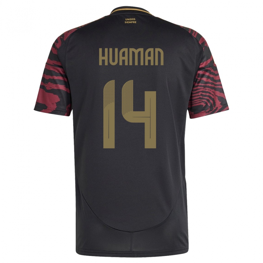 Niño Camiseta Perú Marco Huamán #14 Negro 2ª Equipación 24-26 La Camisa México