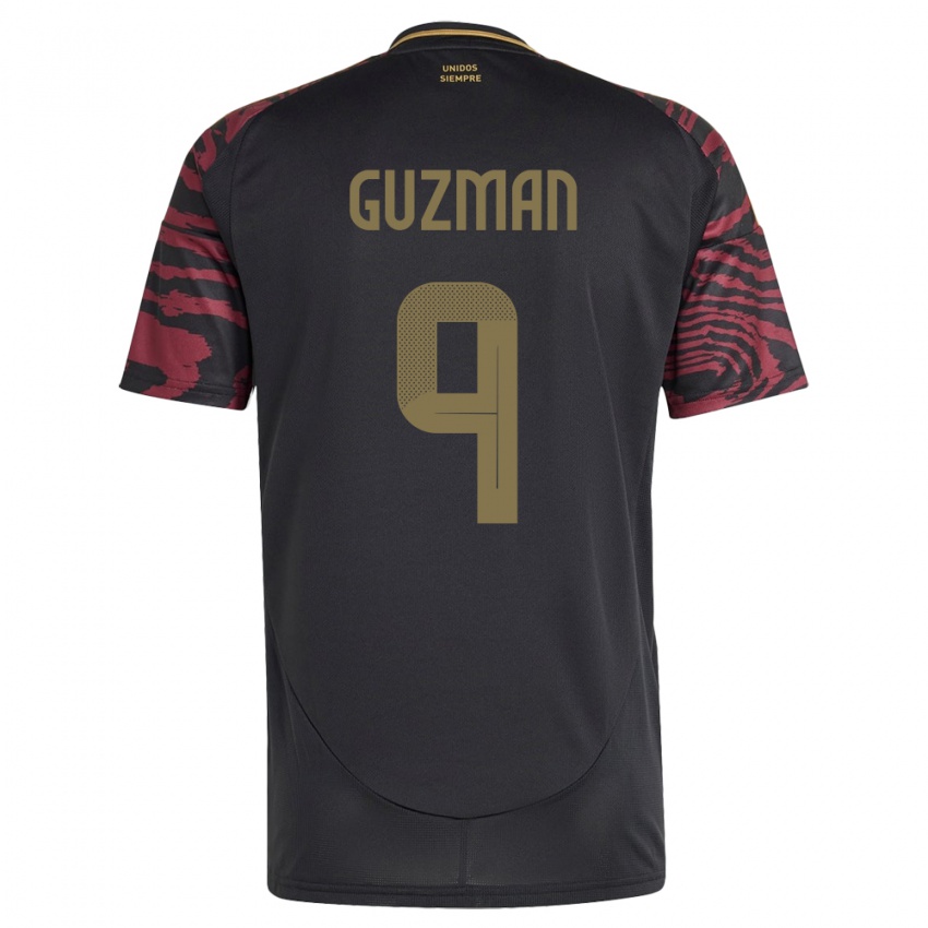 Niño Camiseta Perú Víctor Guzmán #9 Negro 2ª Equipación 24-26 La Camisa México