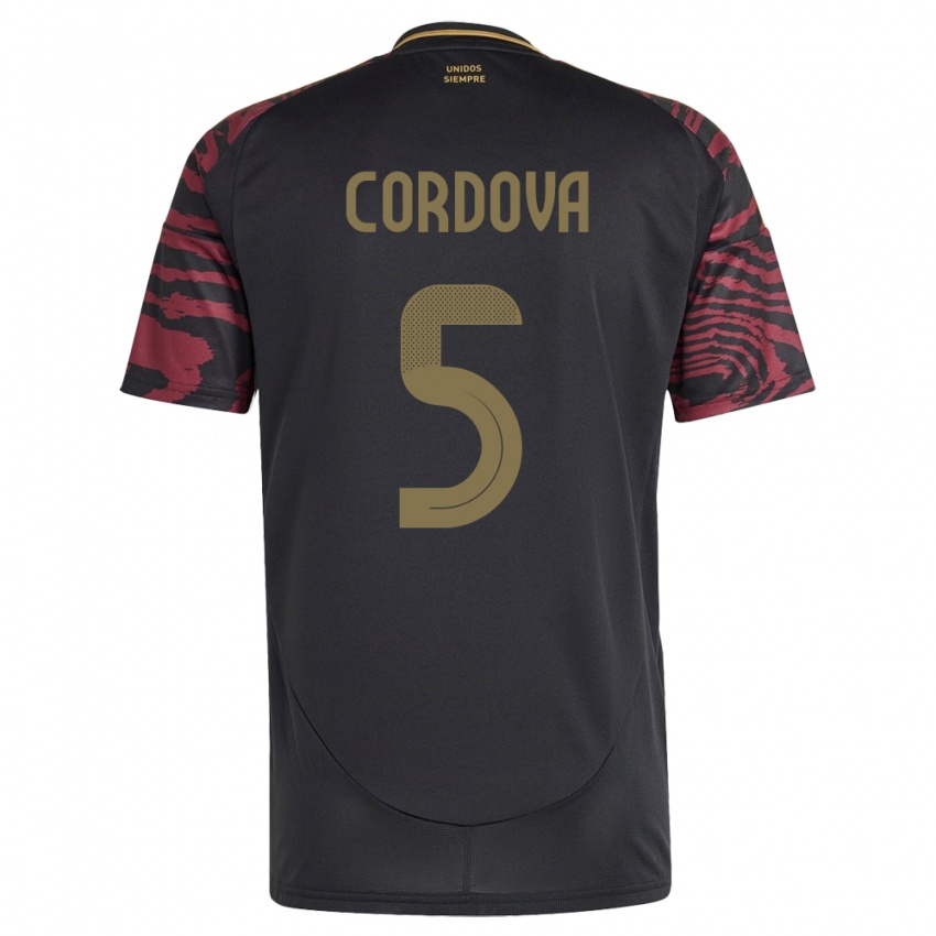 Niño Camiseta Perú Bryan Córdova #5 Negro 2ª Equipación 24-26 La Camisa México