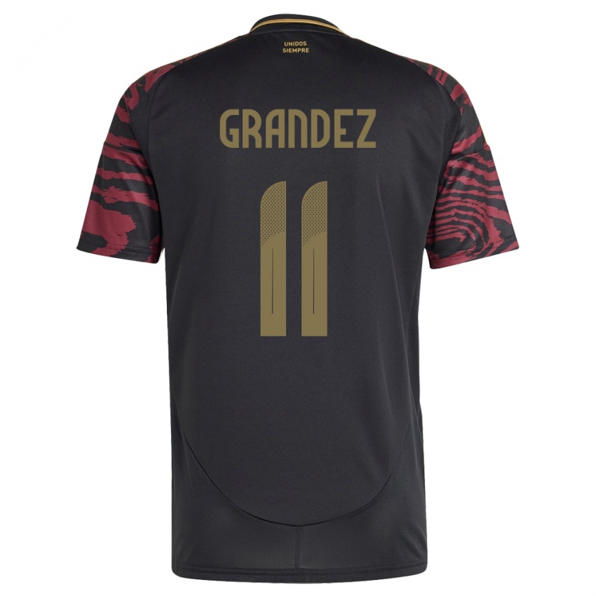 Niño Camiseta Perú Guillermo Grández #11 Negro 2ª Equipación 24-26 La Camisa México