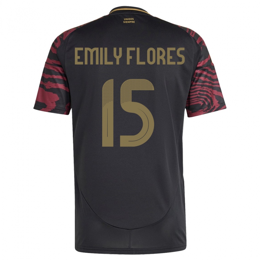 Niño Camiseta Perú Emily Flores #15 Negro 2ª Equipación 24-26 La Camisa México