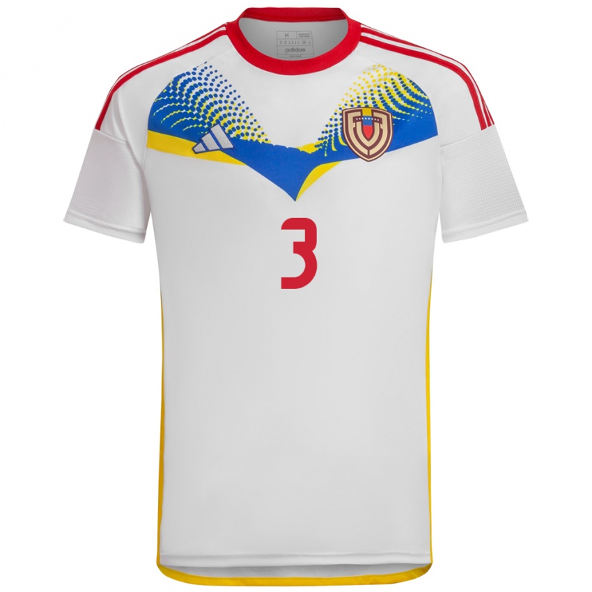 Niño Camiseta Venezuela Nairelis Gutiérrez #3 Blanco 2ª Equipación 24-26 La Camisa México