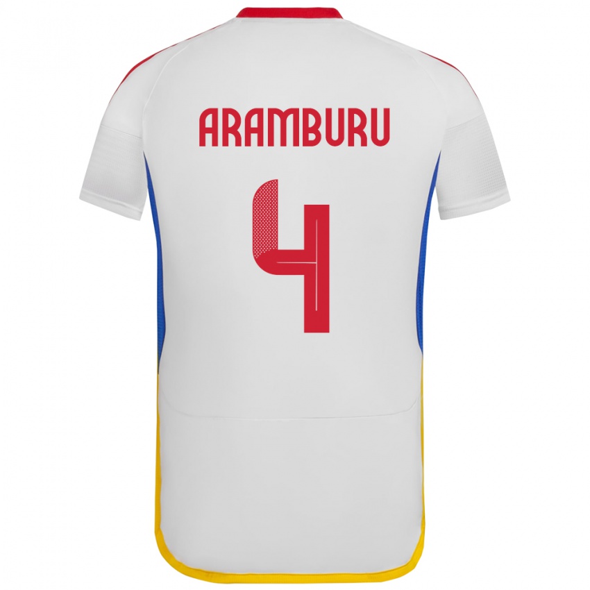 Niño Camiseta Venezuela Jon Aramburu #4 Blanco 2ª Equipación 24-26 La Camisa México