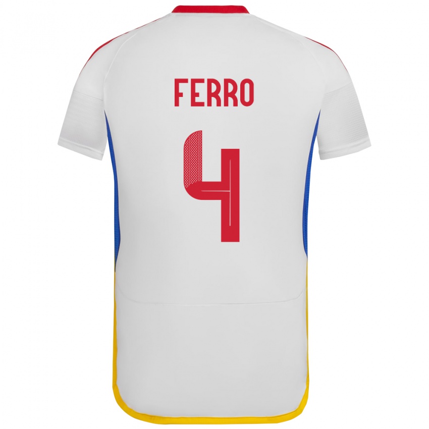 Niño Camiseta Venezuela Andrés Ferro #4 Blanco 2ª Equipación 24-26 La Camisa México