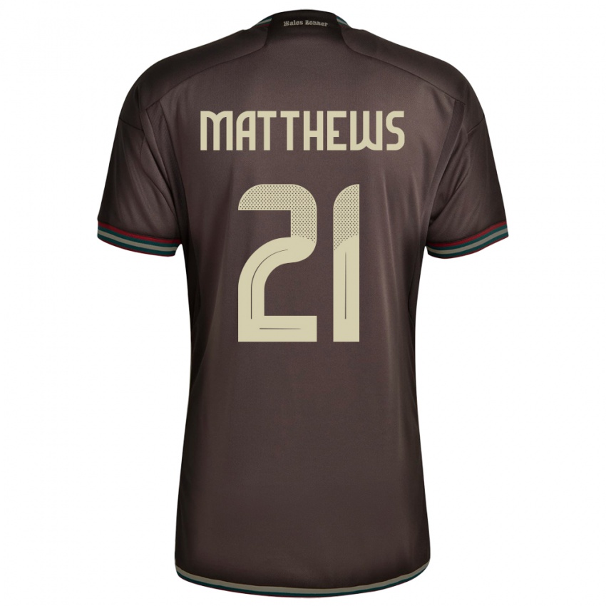 Niño Camiseta Jamaica Cheyna Matthews #21 Marrón Noche 2ª Equipación 24-26 La Camisa México