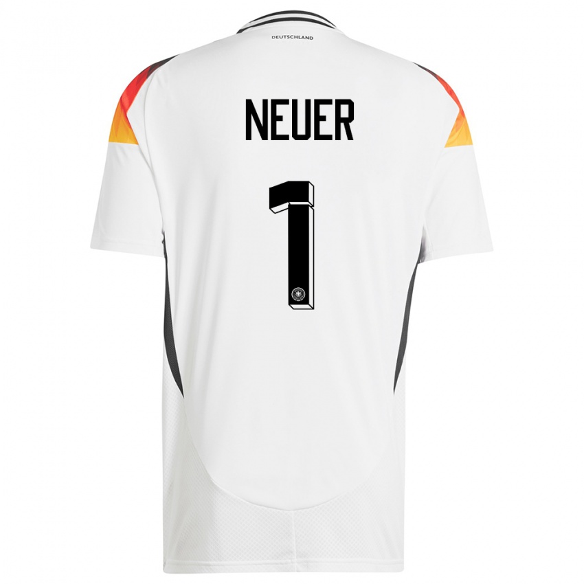 Hombre Camiseta Alemania Manuel Neuer #1 Blanco 1ª Equipación 24-26 La Camisa México