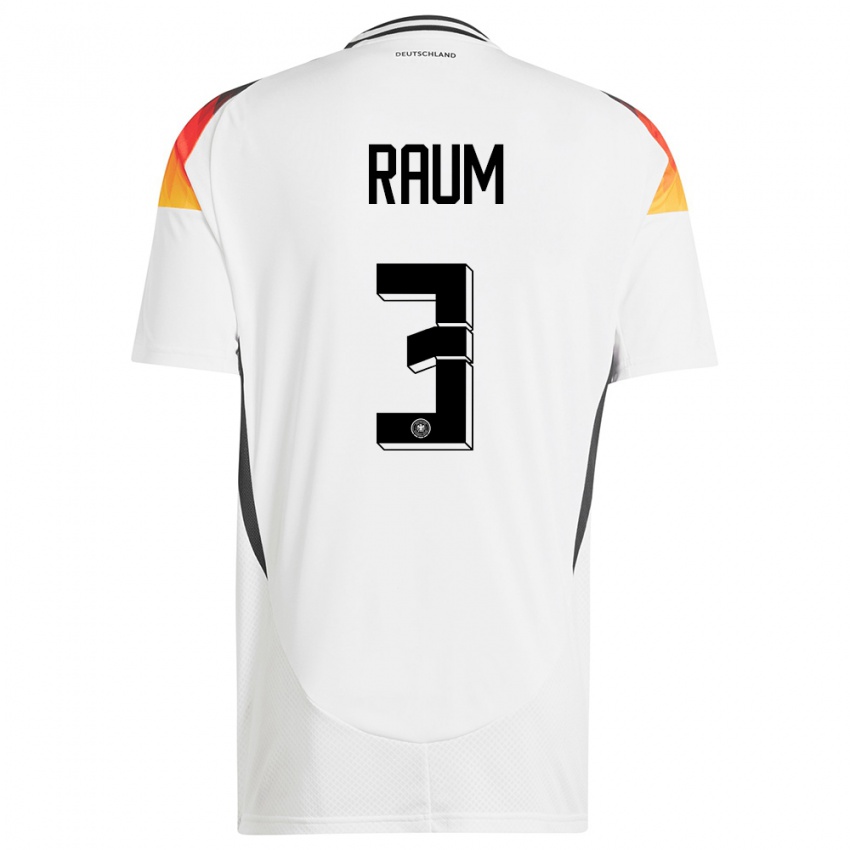 Hombre Camiseta Alemania David Raum #3 Blanco 1ª Equipación 24-26 La Camisa México