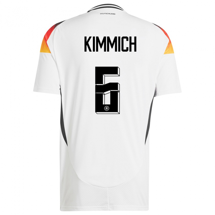 Hombre Camiseta Alemania Joshua Kimmich #6 Blanco 1ª Equipación 24-26 La Camisa México