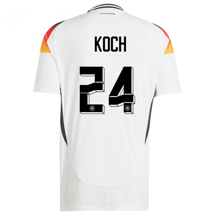 Hombre Camiseta Alemania Robin Koch #24 Blanco 1ª Equipación 24-26 La Camisa México