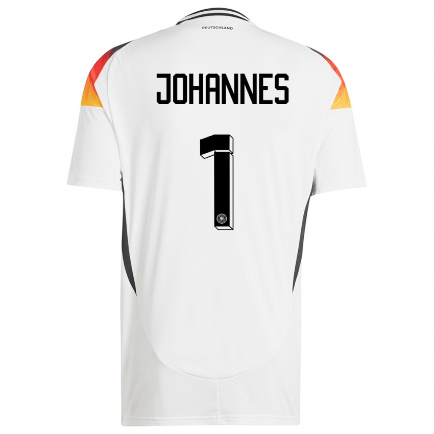 Hombre Camiseta Alemania Stina Johannes #1 Blanco 1ª Equipación 24-26 La Camisa México