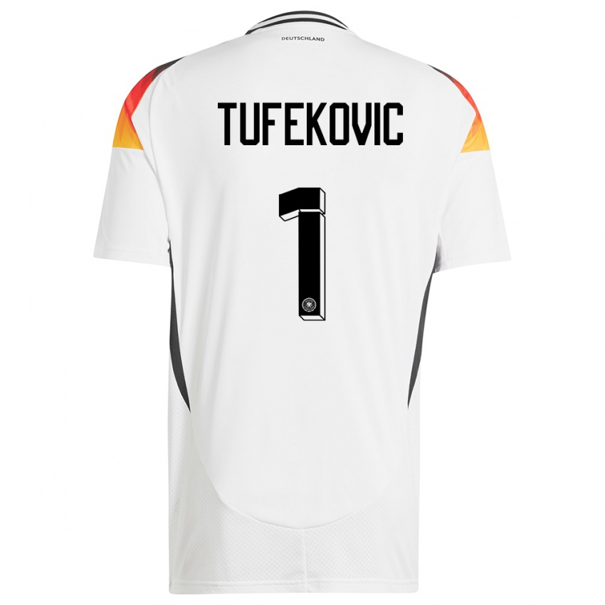 Hombre Camiseta Alemania Martina Tufekovic #1 Blanco 1ª Equipación 24-26 La Camisa México