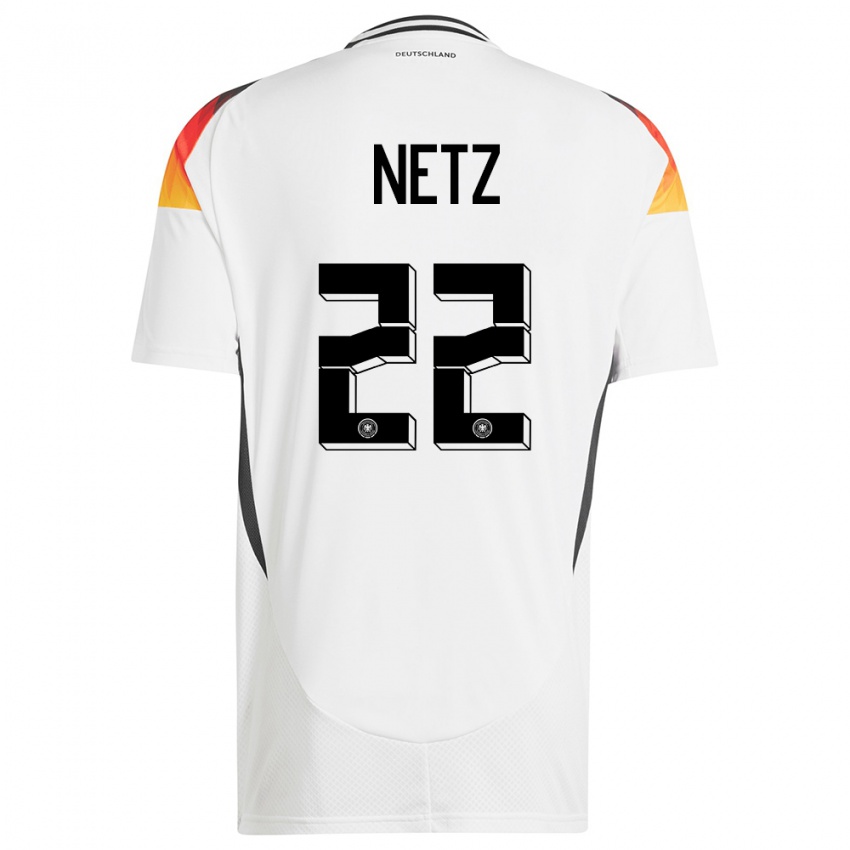 Hombre Camiseta Alemania Luca Netz #22 Blanco 1ª Equipación 24-26 La Camisa México