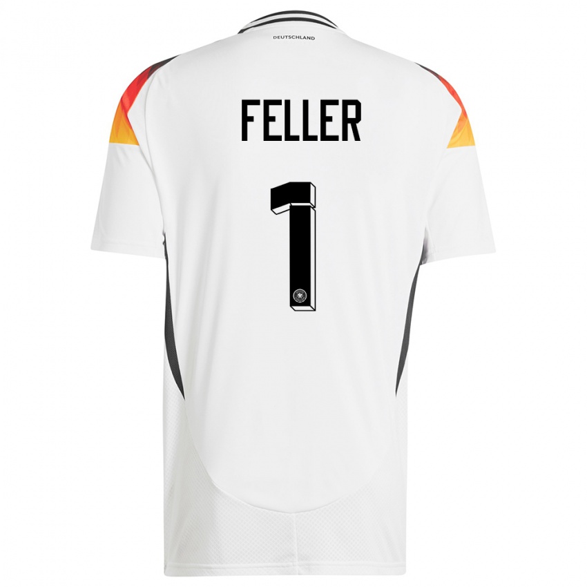 Hombre Camiseta Alemania Frank Feller #1 Blanco 1ª Equipación 24-26 La Camisa México