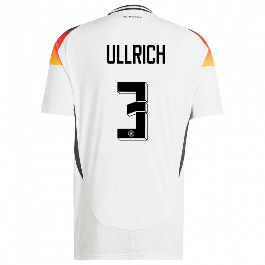 Hombre Camiseta Alemania Lukas Ullrich #3 Blanco 1ª Equipación 24-26 La Camisa México