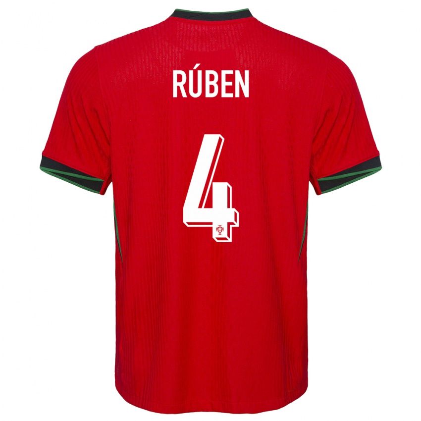 Hombre Camiseta Portugal Ruben Dias #4 Rojo 1ª Equipación 24-26 La Camisa México