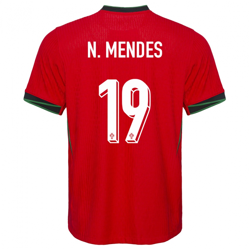 Hombre Camiseta Portugal Nuno Mendes #19 Rojo 1ª Equipación 24-26 La Camisa México