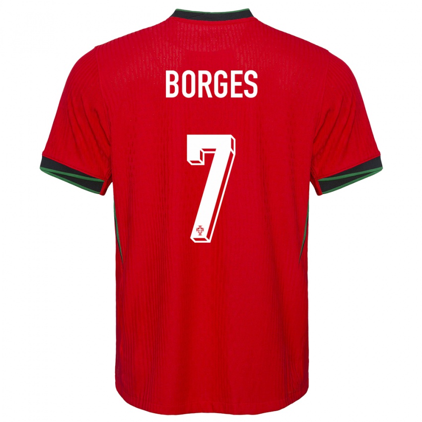 Hombre Camiseta Portugal Carlos Borges #7 Rojo 1ª Equipación 24-26 La Camisa México