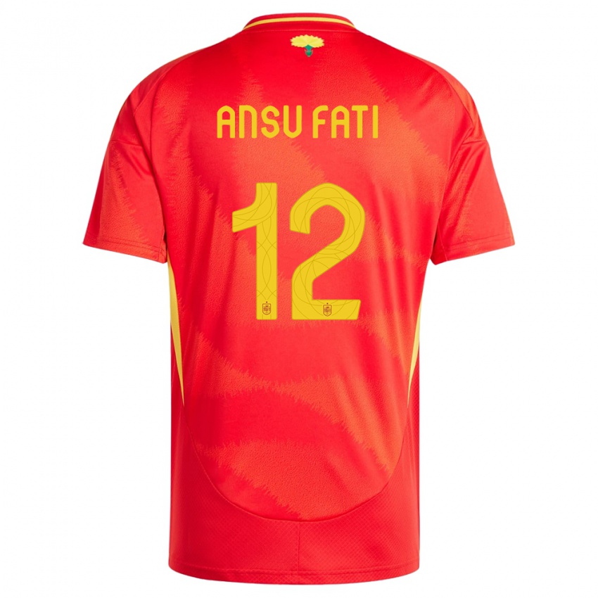 Hombre Camiseta España Ansu Fati #12 Rojo 1ª Equipación 24-26 La Camisa México