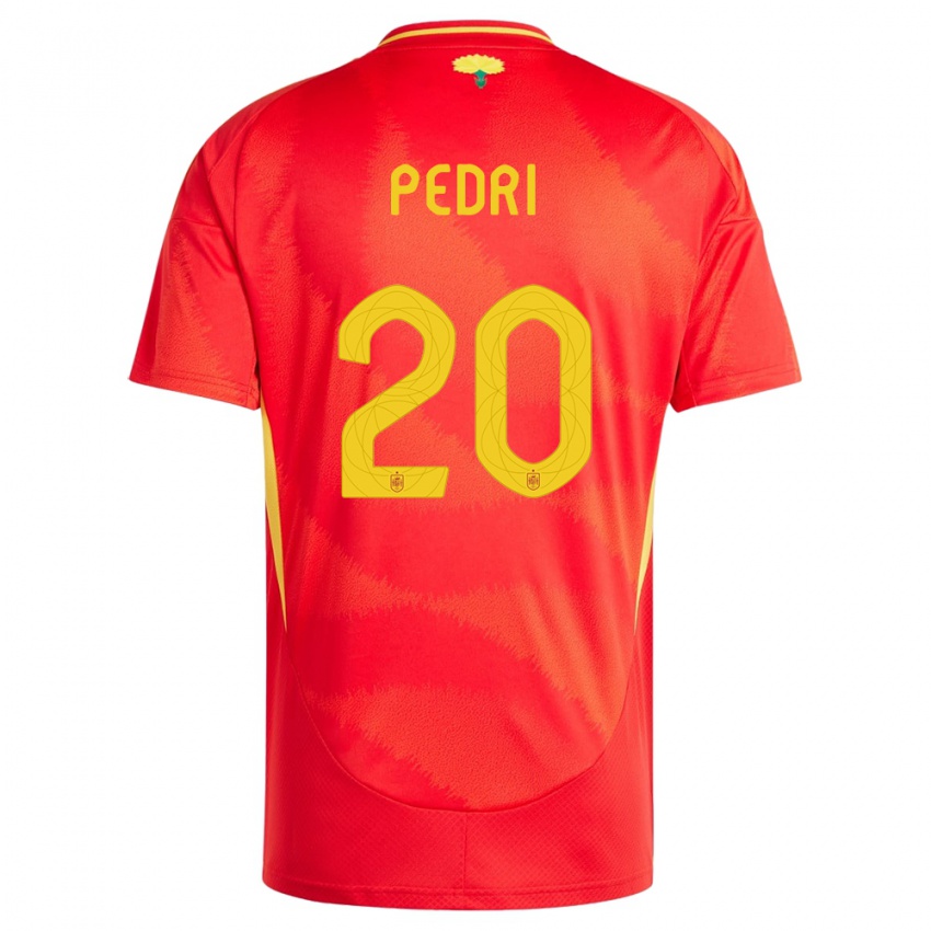 Hombre Camiseta España Pedri #20 Rojo 1ª Equipación 24-26 La Camisa México