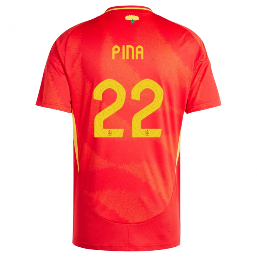 Hombre Camiseta España Claudia Pina #22 Rojo 1ª Equipación 24-26 La Camisa México