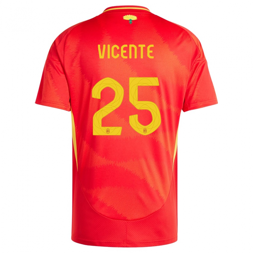 Hombre Camiseta España Ainhoa Vicente #25 Rojo 1ª Equipación 24-26 La Camisa México